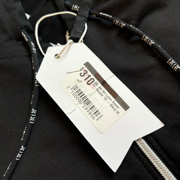 NWT Jet Set Medium Lurex Black Full Zip Hoodie Jacket Cotton Blend Italy - Picture 9 of 12